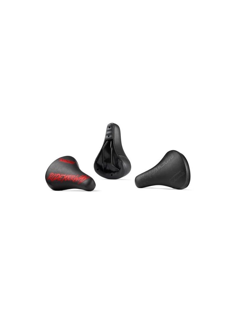 Dartmoor Siodełko Streetfighter pręty stalowe, czarne/Red Devil eko-skóra 