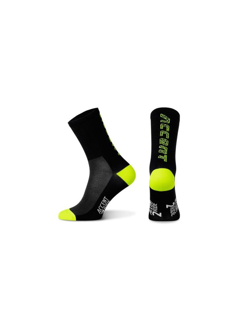Accent Skarpetki kolarskie Hero Long, czarno-żółte fluo, rozmiar XL (45-46)