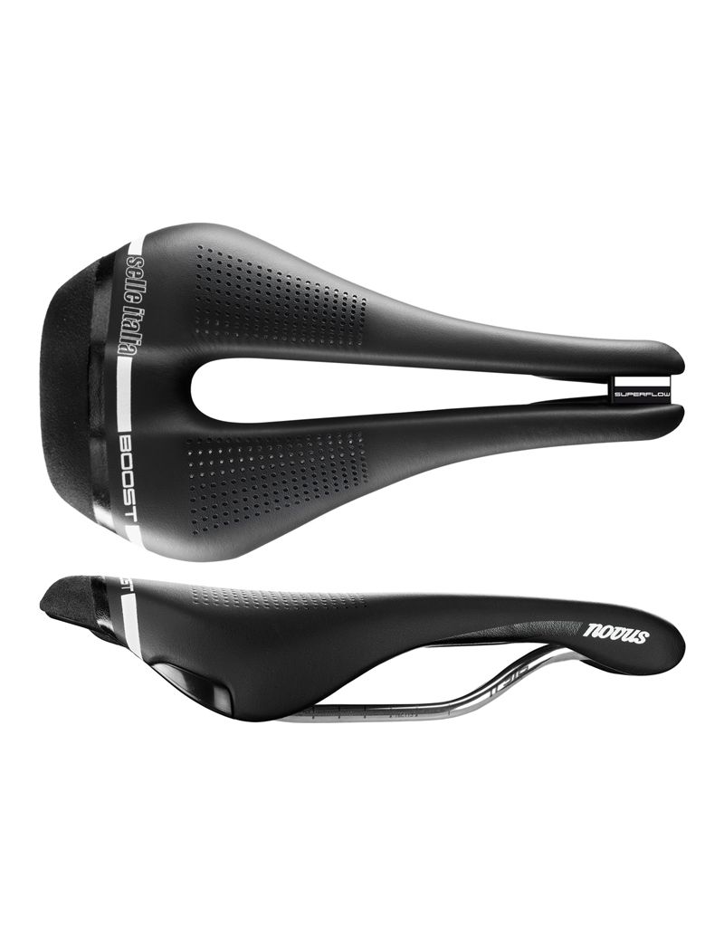 Siodło SELLE ITALIA NOVUS BOOST SUPERFLOW S (id match - S3) ti 316 tube 7, fibra-tek, czarne (NEW) 