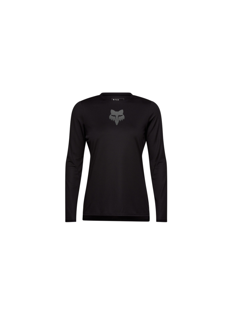 Koszulka Rowerowa Z Długim Rękawem FOX Lady Head Black