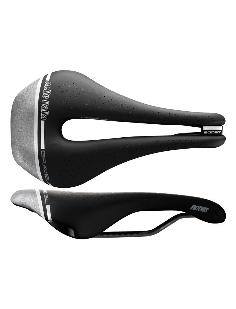 Siodło SELLE ITALIA NOVUS BOOST GRAVEL TECH SUPERFLOW S (id match - S3) TI 316 Tube 7, fibra-tek, 255g czarno-szary (NEW) 