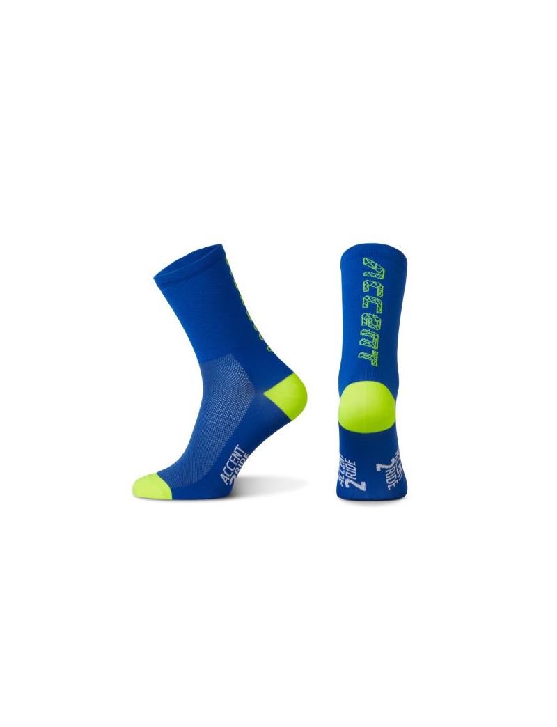 Accent Skarpetki kolarskie Hero Long, niebieskie-żólte fluo, rozmiar S (36-38)