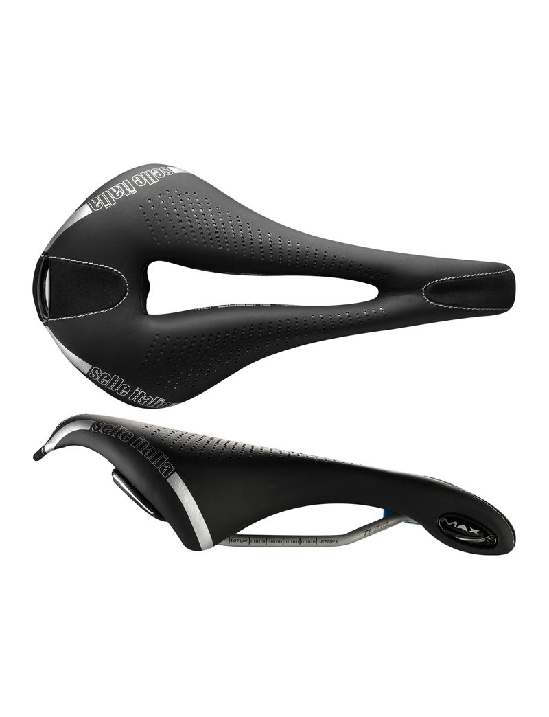 Siodło SELLE ITALIA MAX FLITE GEL SUPERFLOW L (id match - L3) TI 316 Tube 7, fibra-tek, 320g czarne (NEW)