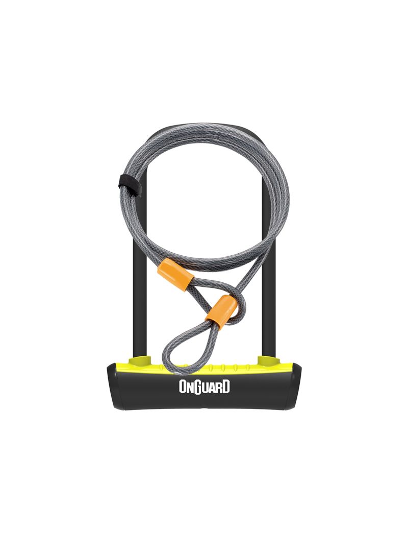 Zapięcie rowerowe ONGUARD NEON 8154YL U-LOCK - 115mm 230mm - uchwyt + 2 x Klucze + linka 10mm 120cm żółte (NEW) 