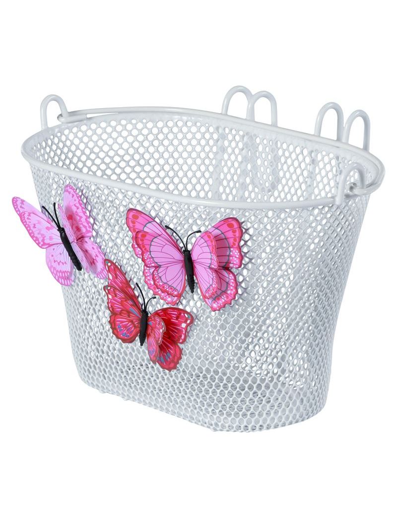 Kosz na kierownicę BASIL JASMIN BASKET JUNIOR mocowanie na haki 12"-20", stalowy motyle biały (NEW) 