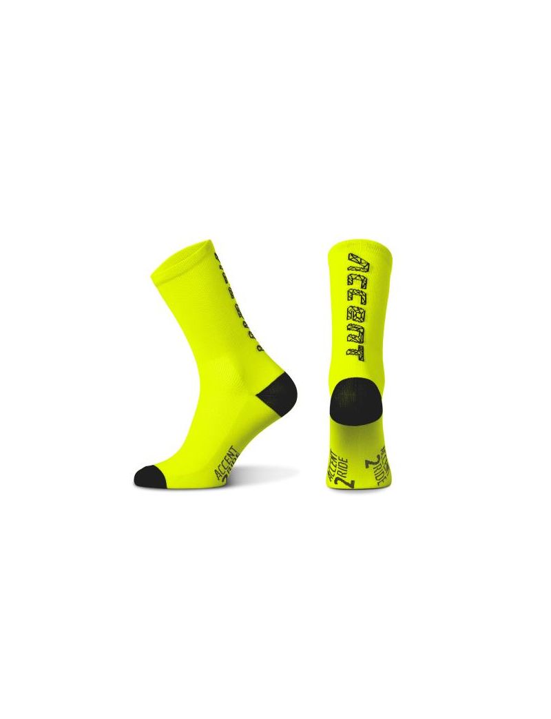 Accent Skarpetki kolarskie Hero Long, żółto-fluo-czarne, rozmiar S (36-38)