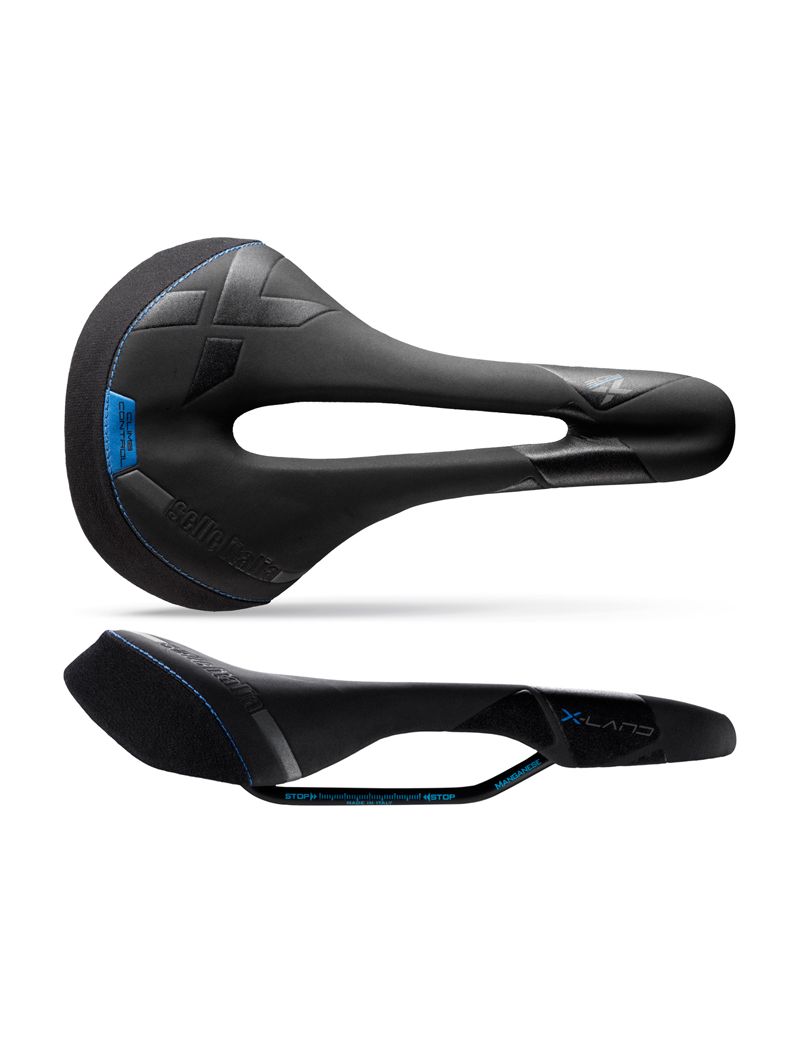 Siodło SELLE ITALIA X-LAND E-BIKE TM SUPERFLOW L (id match - L3) Manganese Tube 7,  fibra-tek- Mokka, 275g czarno-niebieskie (NEW)