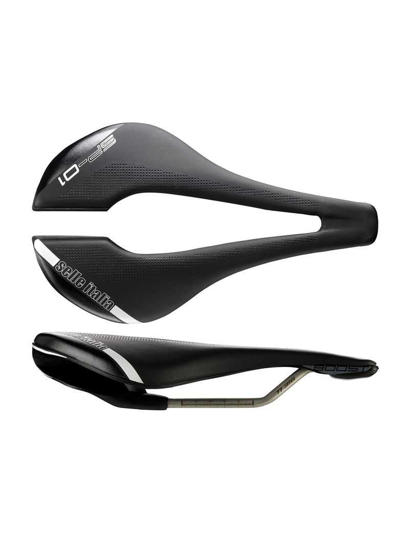 Siodło SELLE ITALIA SP-01 BOOST SUPERFLOW S (id match - S3) TI 316 Tube 7, fibra-tek, 210g czarne (NEW) 