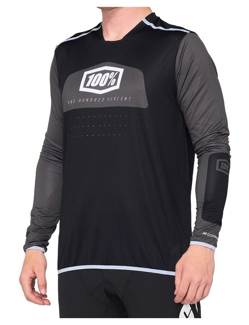 Koszulka męska 100% R-CORE X Jersey długi rękaw black white roz. L (NEW)