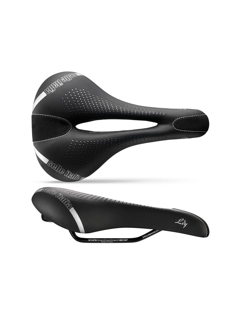 Siodło SELLE ITALIA LADY GEL FLOW L (id match - L2) Manganese Tube 7,  fibra-tek, 310g czarne (NEW) 