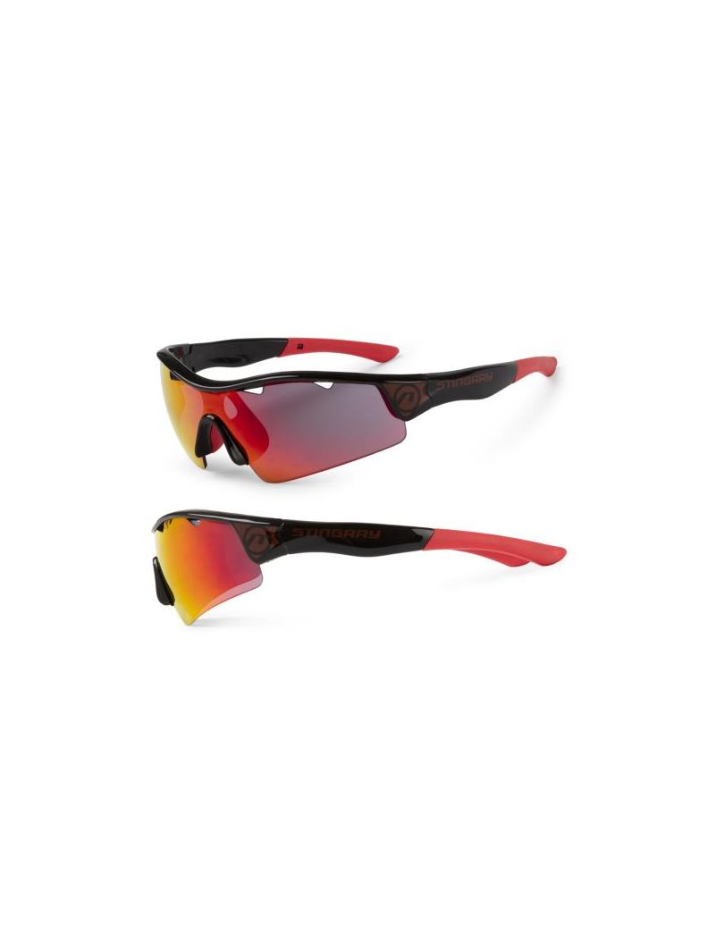 Accent Okulary Stingray czarno - czerwone; soczewki PC: czerwone lustrzane, przezroczyste 