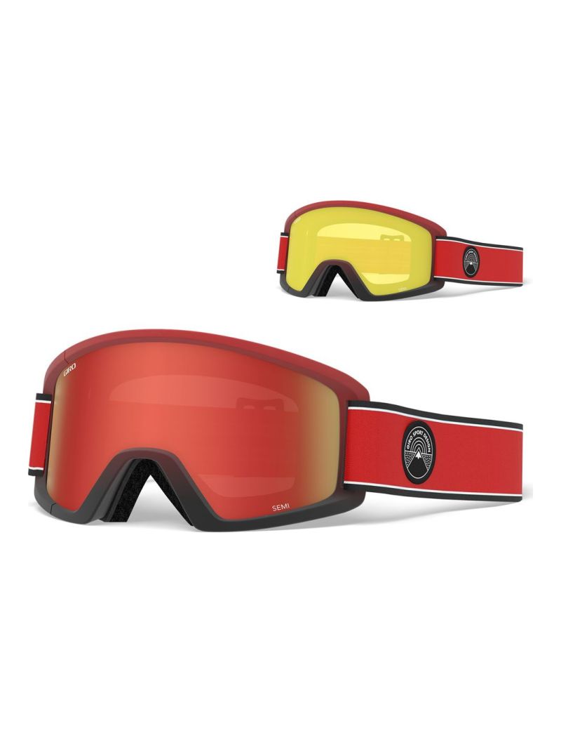 Gogle zimowe GIRO SEMI RED ELEMENT (Szyba lustrzana kolorowa AMBER SCARLET 40% S2 + Szyba kolorowa YELLOW 84% S0) (NEW) 