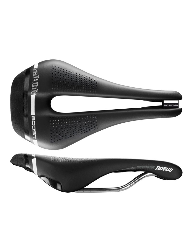 Siodło SELLE ITALIA NOVUS BOOST SUPERFLOW S (id match - S3) ti 316 tube 7, fibra-tek, czarne (NEW) 