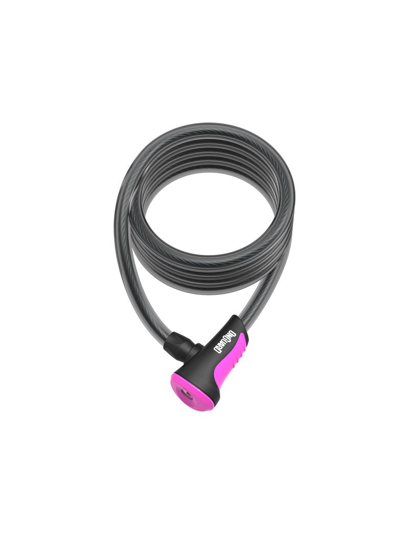 Zapięcie rowerowe ONGUARD NEON 8162PN Linka - 12mm 180cm - uchwyt + 2 x Klucze z kodem różowe 