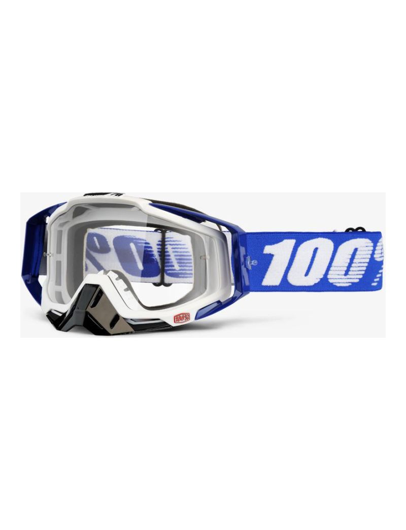 Gogle 100% RACECRAFT COBALT BLUE (Szyba Przezroczysta Anti-Fog + 10 Zrywek) 