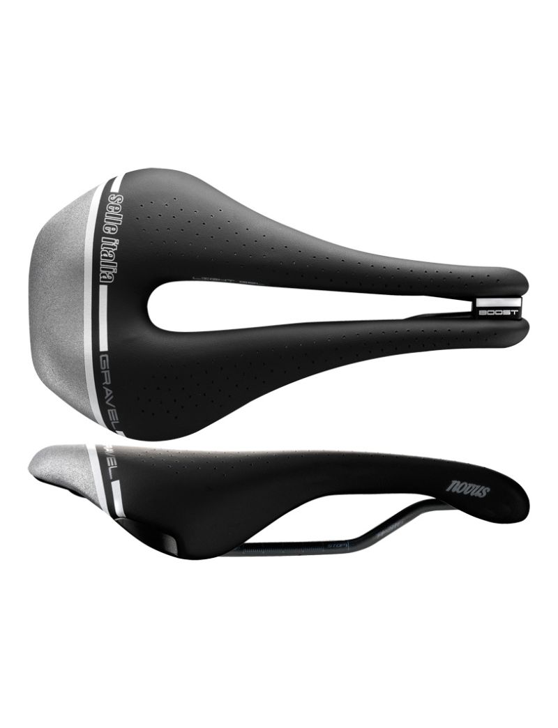 Siodło SELLE ITALIA NOVUS BOOST GRAVEL TECH SUPERFLOW S (id match - S3) TI 316 Tube 7, fibra-tek, 255g czarno-szary (NEW) 