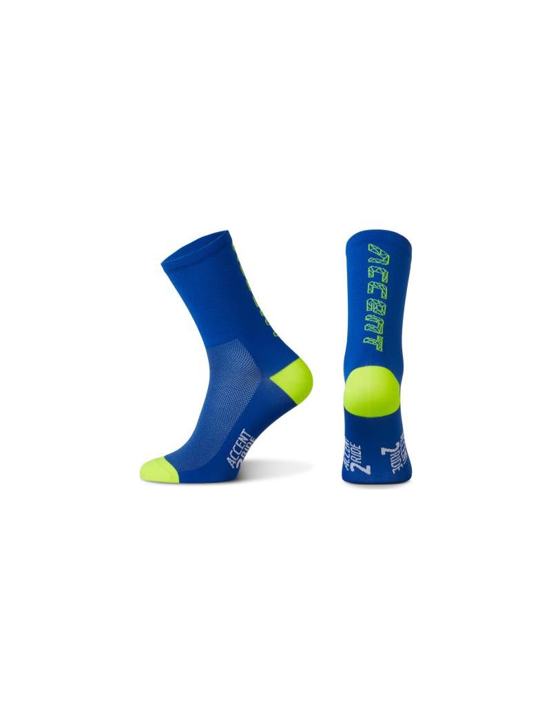 Accent Skarpetki kolarskie Hero Long, niebieskie-żólte fluo, rozmiar S (36-38) 