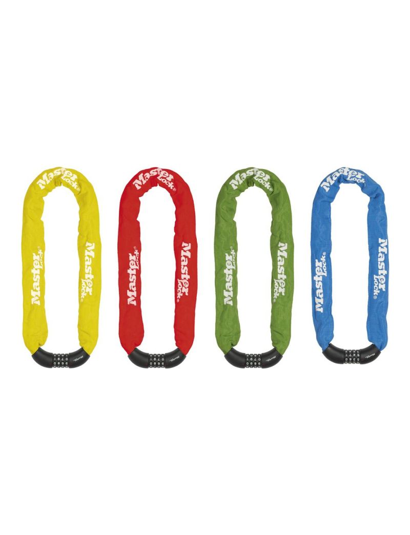 Zapięcie rowerowe MASTERLOCK QUANTUM 8392 ŁAŃCUCH 8mm 40mm 90cm SZYFR zestaw mix kolorów pudełko 6szt. (NEW) 