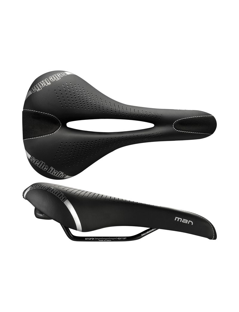 Siodło SELLE ITALIA MAN GEL FLOW L (id match - L2) Manganese Tube 7, fibra-tek, 310g czarne (NEW) 