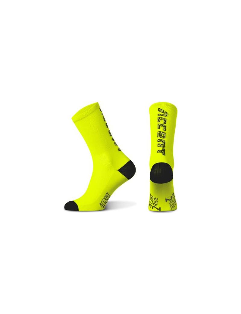 Accent Skarpetki kolarskie Hero Long, żółto-fluo-czarne, rozmiar S (36-38) 