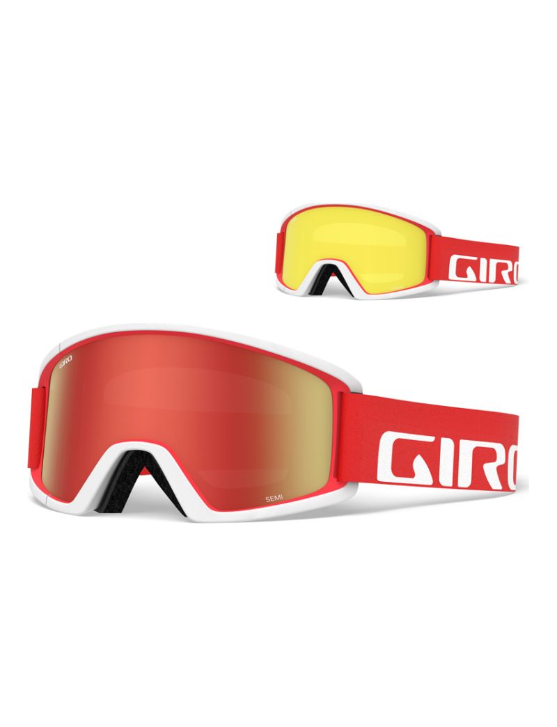 Gogle zimowe GIRO SEMI RED WHITE APEX (Szyba lustrzana kolorowa AMBER SCARLET 40% S2 + Szyba kolorowa YELLOW 84% S0) 