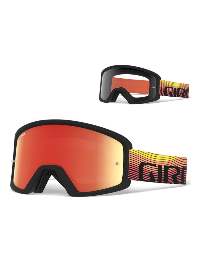 Gogle GIRO BLOK orange heatwave (Szyba kolorowa AMBER xx% S3 + Szyba Przeźroczysta 99% S0) mocowanie pod zrywki +10 zrywek (NEW) 