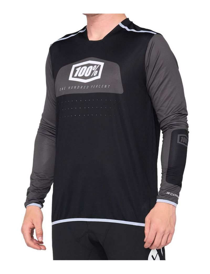 Koszulka męska 100% R-CORE X Jersey długi rękaw black white roz. L (NEW) 