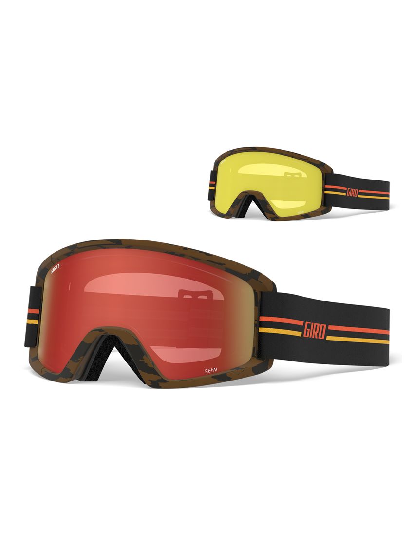 Gogle zimowe GIRO SEMI GP BLACK ORANGE (Szyba lustrzana kolorowa AMBER SCARLET 40% S2 + Szyba kolorowa YELLOW 84% S0) (NEW 2020)