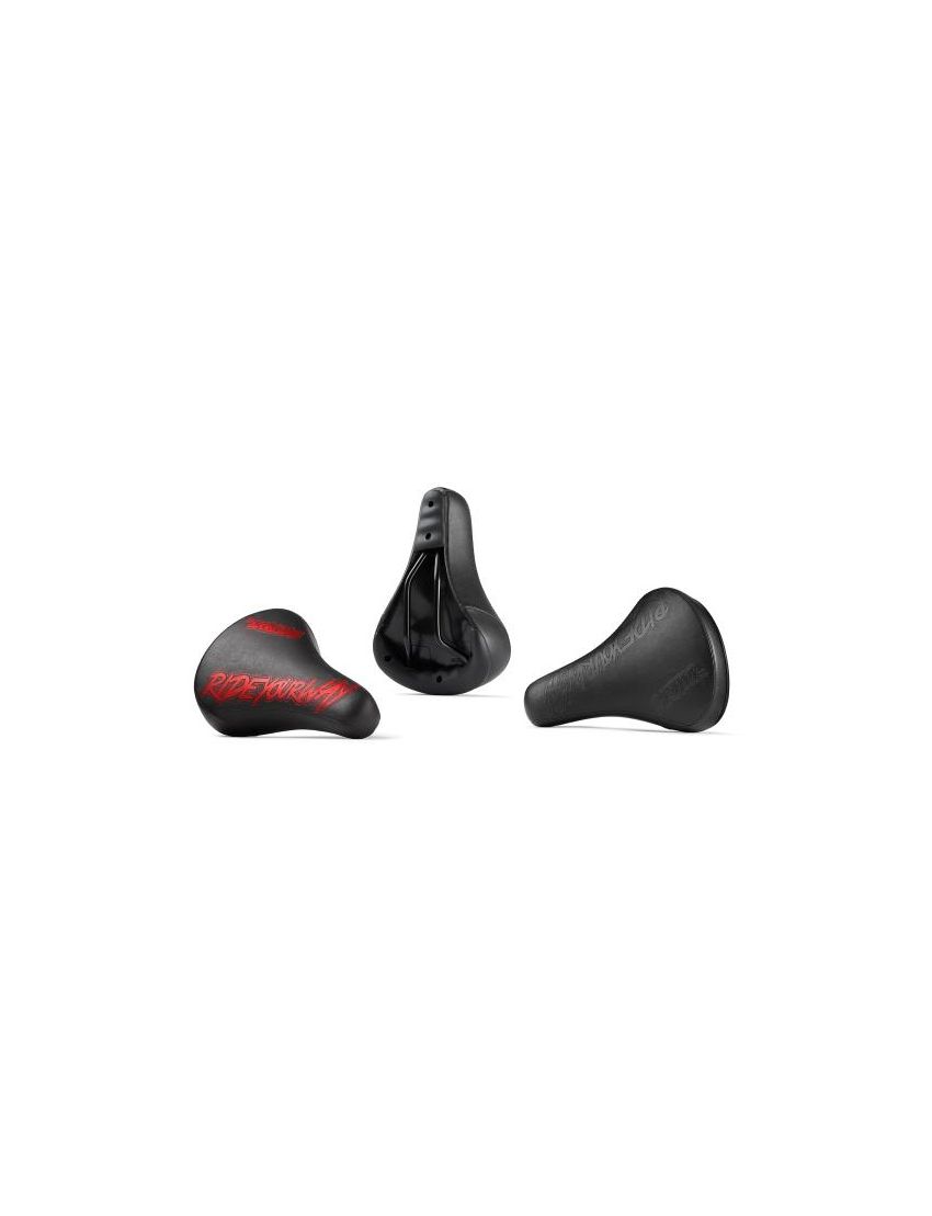 Dartmoor Siodełko Streetfighter pręty stalowe, czarne/Red Devil eko-skóra 