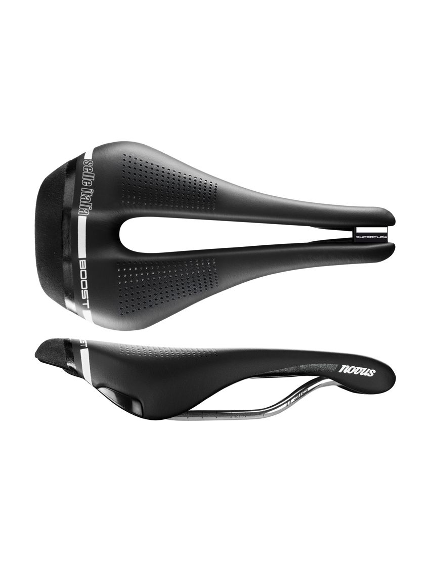 Siodło SELLE ITALIA NOVUS BOOST SUPERFLOW S (id match - S3) ti 316 tube 7, fibra-tek, czarne (NEW) 