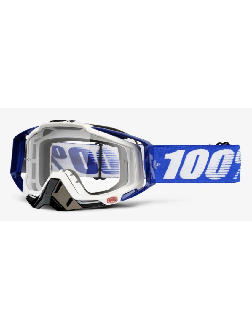 Gogle 100% RACECRAFT COBALT BLUE (Szyba Przezroczysta Anti-Fog + 10 Zrywek) 