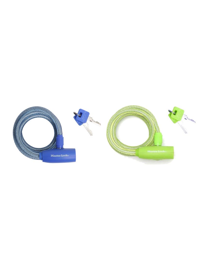 Zapięcie rowerowe MASTERLOCK QUANTUM 8212 8mm 180cm KLUCZYK zestaw mix kolorów pudełko 6szt. 