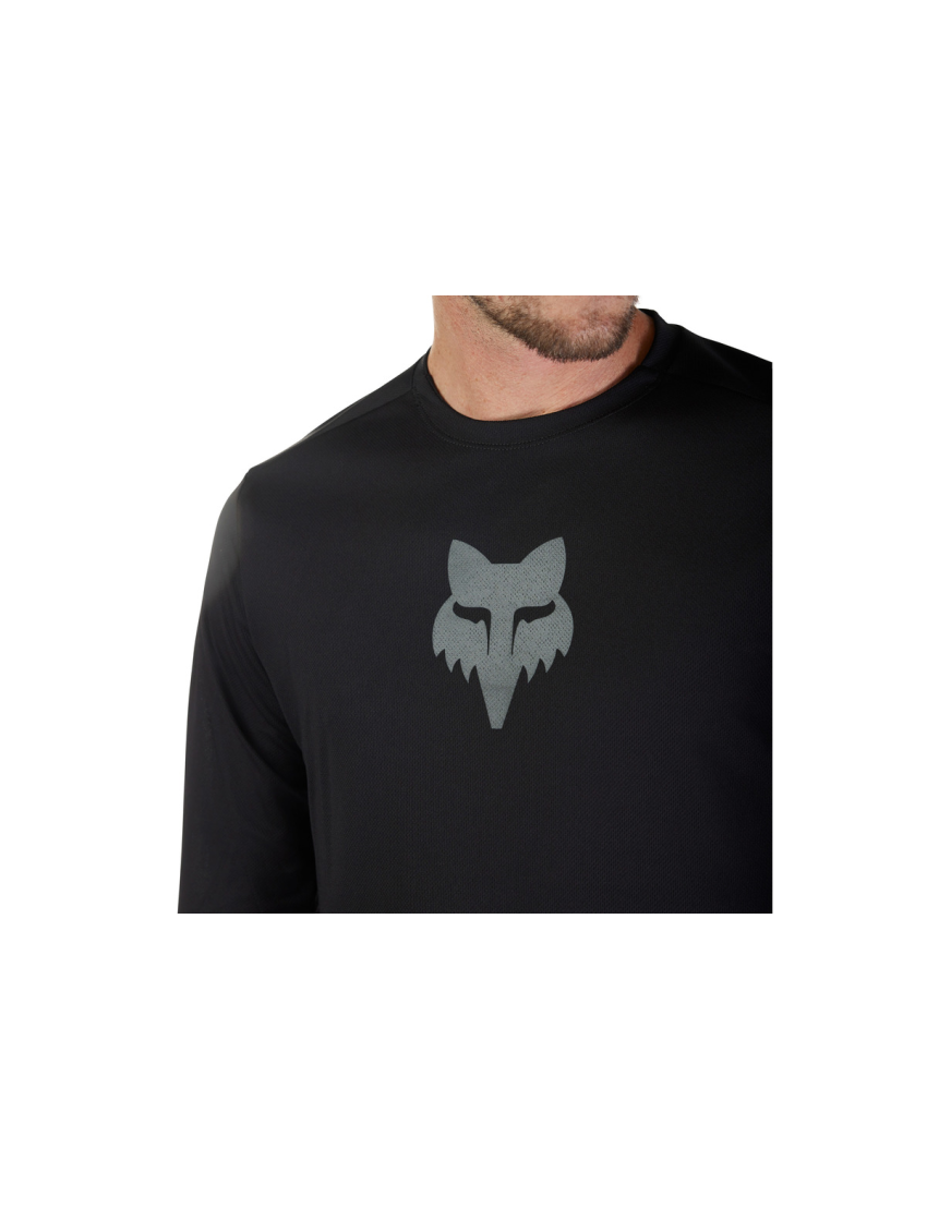 Koszulka Rowerowa z Długim Rękawem FOX Ranger Head Black