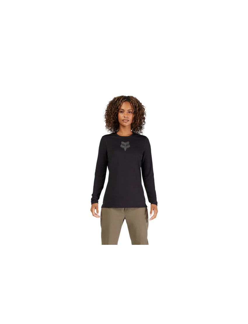 Koszulka Rowerowa Z Długim Rękawem FOX Lady Head Black