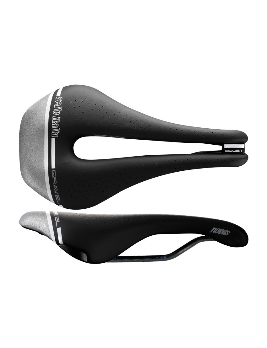 Siodło SELLE ITALIA NOVUS BOOST GRAVEL TECH SUPERFLOW S (id match - S3) TI 316 Tube 7, fibra-tek, 255g czarno-szary (NEW) 