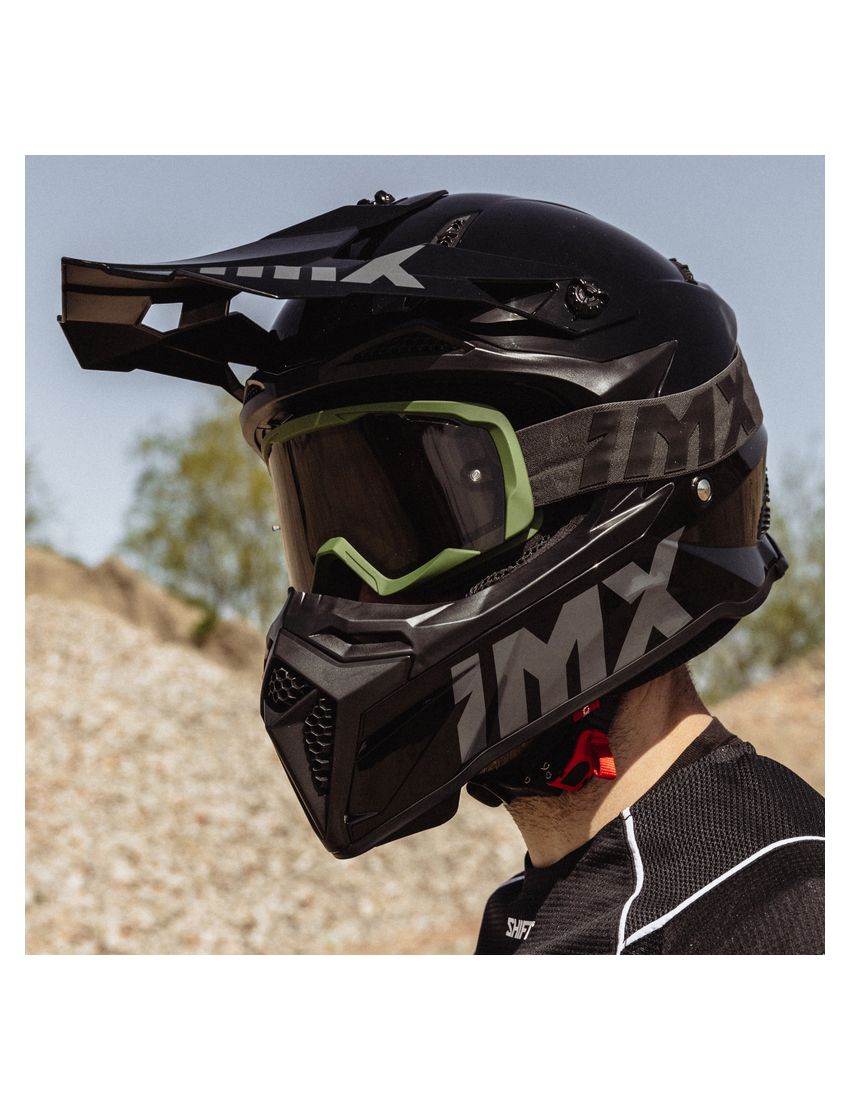 Gogle IMX Endurance Flip Green Matt/Black (szyba dark smoke + clear)