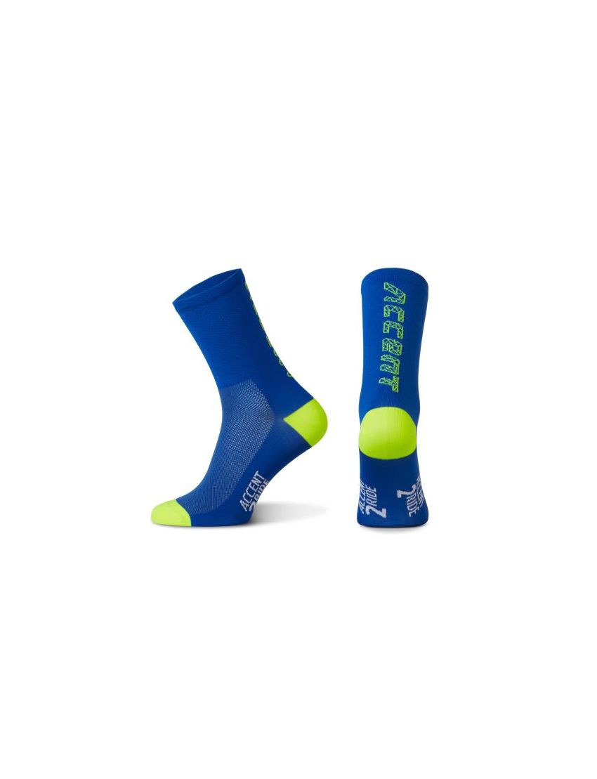 Accent Skarpetki kolarskie Hero Long, niebieskie-żólte fluo, rozmiar S (36-38)