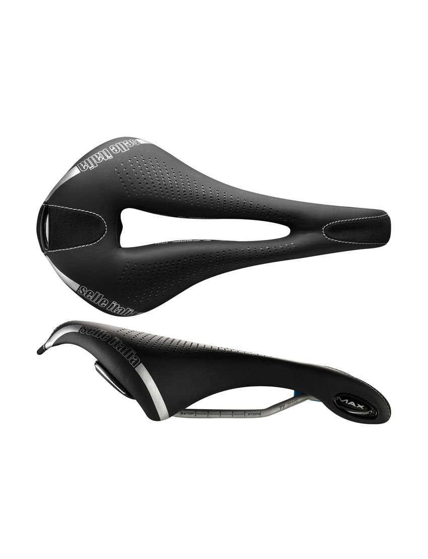 Siodło SELLE ITALIA MAX FLITE GEL SUPERFLOW L (id match - L3) TI 316 Tube 7, fibra-tek, 320g czarne (NEW) 