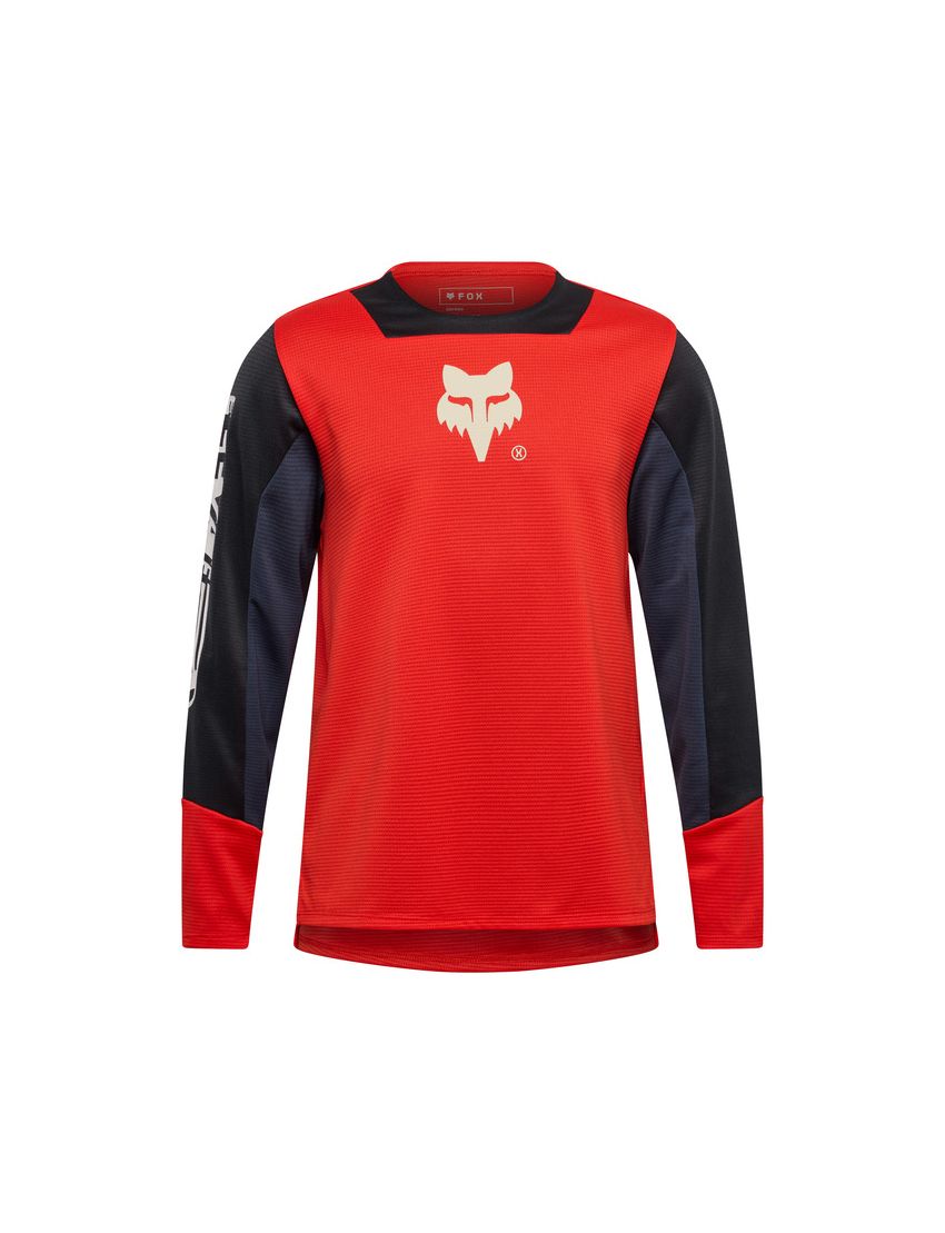 Fox Koszulka Rowerowa Z DŁugim RĘkawem Junior  Defend Elevated Fluo Red Yl
