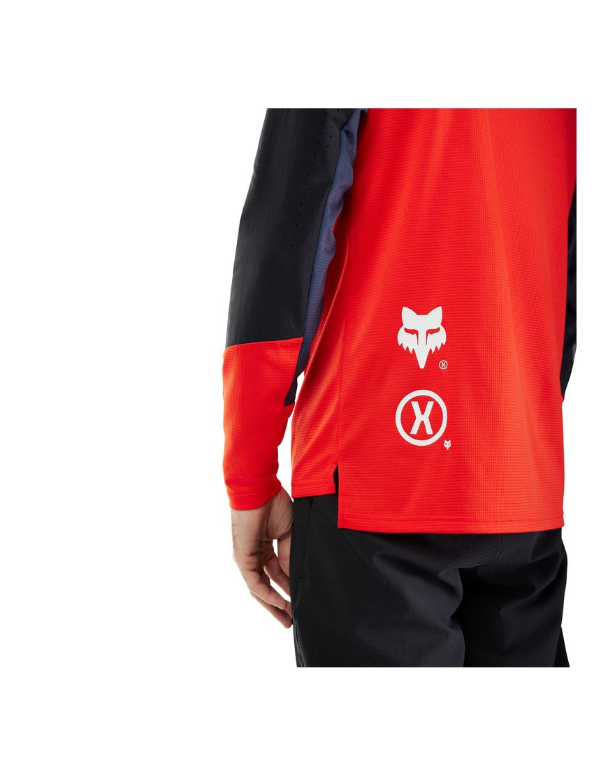 Fox Koszulka Rowerowa Z DŁugim RĘkawem Junior  Defend Elevated Fluo Red Yl