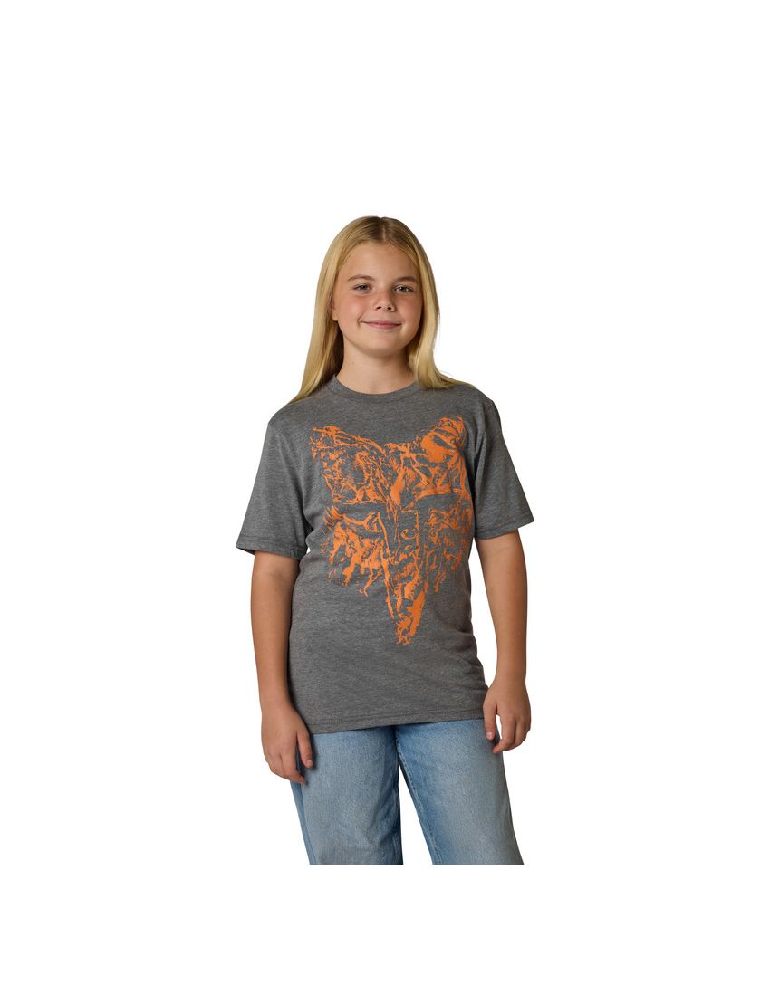 Fox T-shirt Junior  Image Print Head Heather Dark Grey Ys
