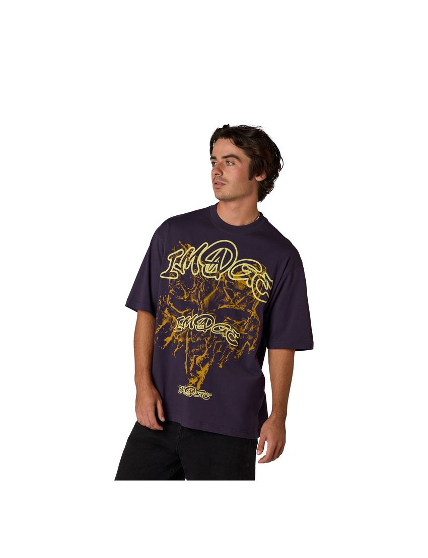 Fox T-shirt  Image Print Plum Oversized Perfect L