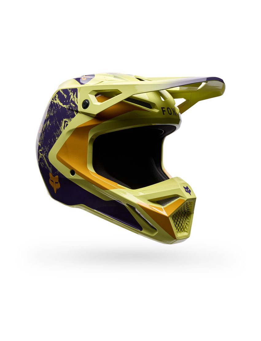 Fox Kask Motocyklowy  V1 Image Print Purple Yellow M