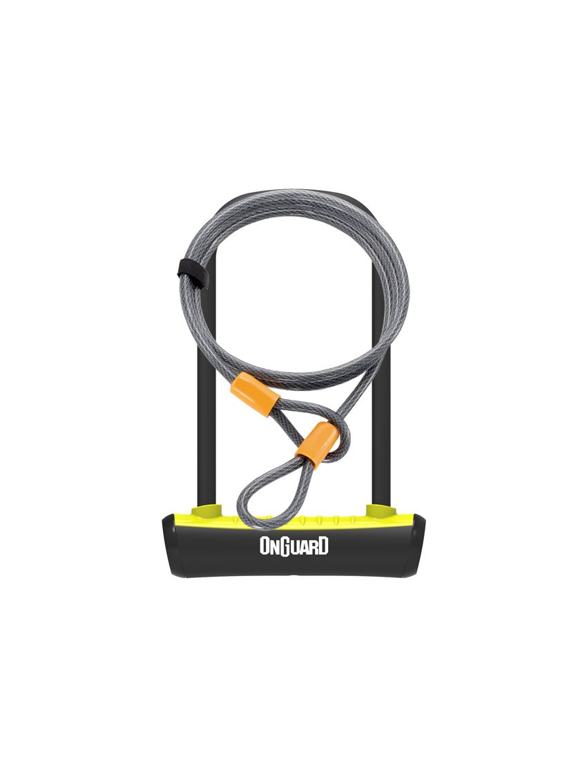 Zapięcie rowerowe ONGUARD NEON 8154YL U-LOCK - 115mm 230mm - uchwyt + 2 x Klucze + linka 10mm 120cm żółte (NEW) 