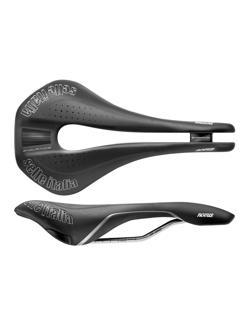 Siodło SELLE ITALIA NOVUS SUPERFLOW ENDURANCE S (id match - S3) ti 316 tube 7, fibra-tek, czarne (NEW) 