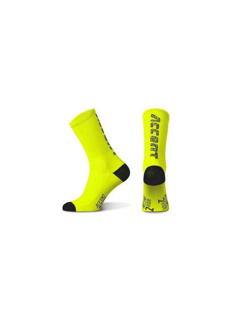 Accent Skarpetki kolarskie Hero Long, żółto-fluo-czarne, rozmiar S (36-38)