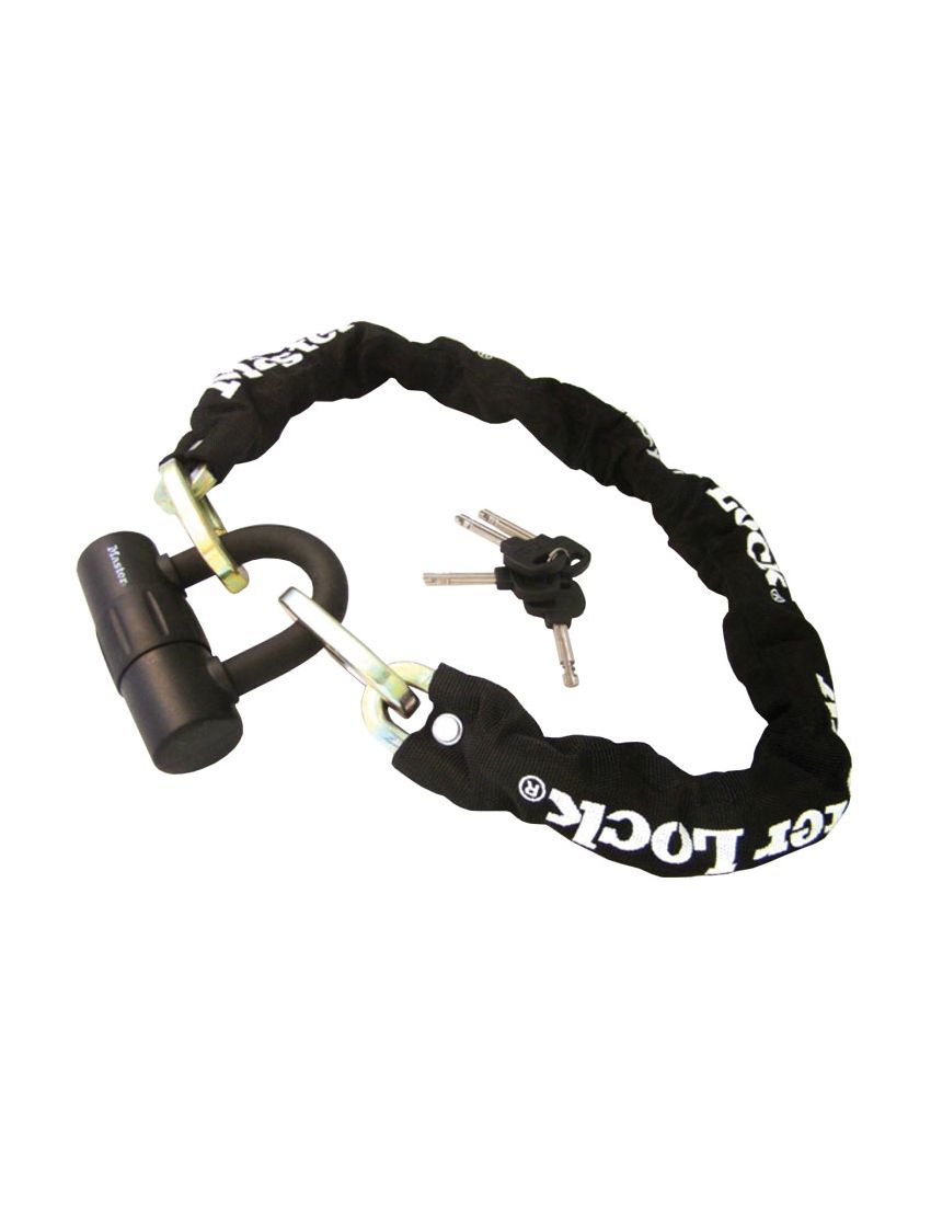 Zapięcie rowerowe MASTERLOCK QUANTUM 8234 ŁAŃCUCH 10mm 40mm 90cm kłódka sr.14mm KLUCZYK czarne 