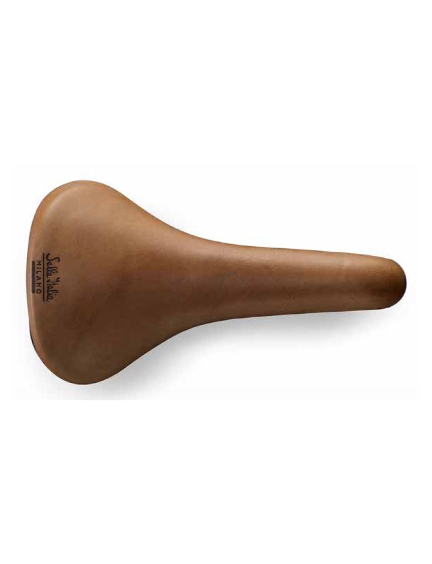 Siodło SELLA ITALIA TURBO RACER Fec Alloy 7, skórzane jasne brązowe 370g (NEW) 