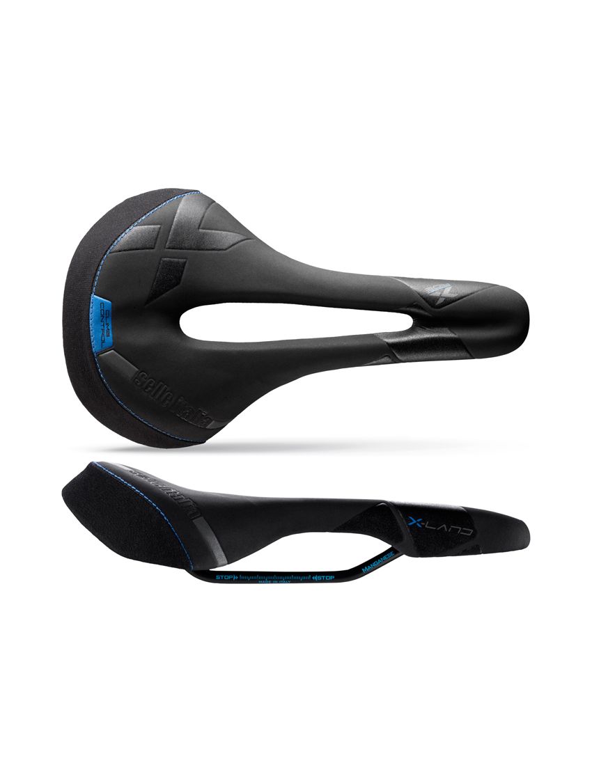 Siodło SELLE ITALIA X-LAND E-BIKE TM SUPERFLOW L (id match - L3) Manganese Tube 7,  fibra-tek- Mokka, 275g czarno-niebieskie (NEW) 