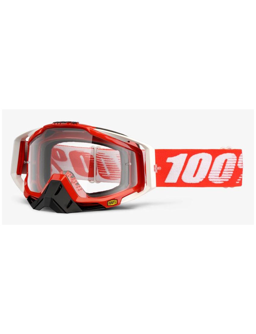 Gogle 100% RACECRAFT FIRE RED (Szyba Przezroczysta Anti-Fog + 10 Zrywek) 